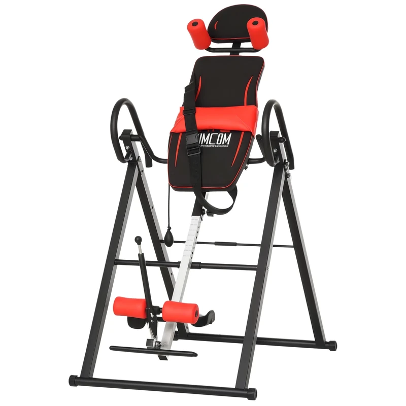 HOMCOM Gravity Inversion Table w/Safety Belt Adjustable Hand Stand Home Back Stretcher Machine For Muscle Pain Relief, Red
