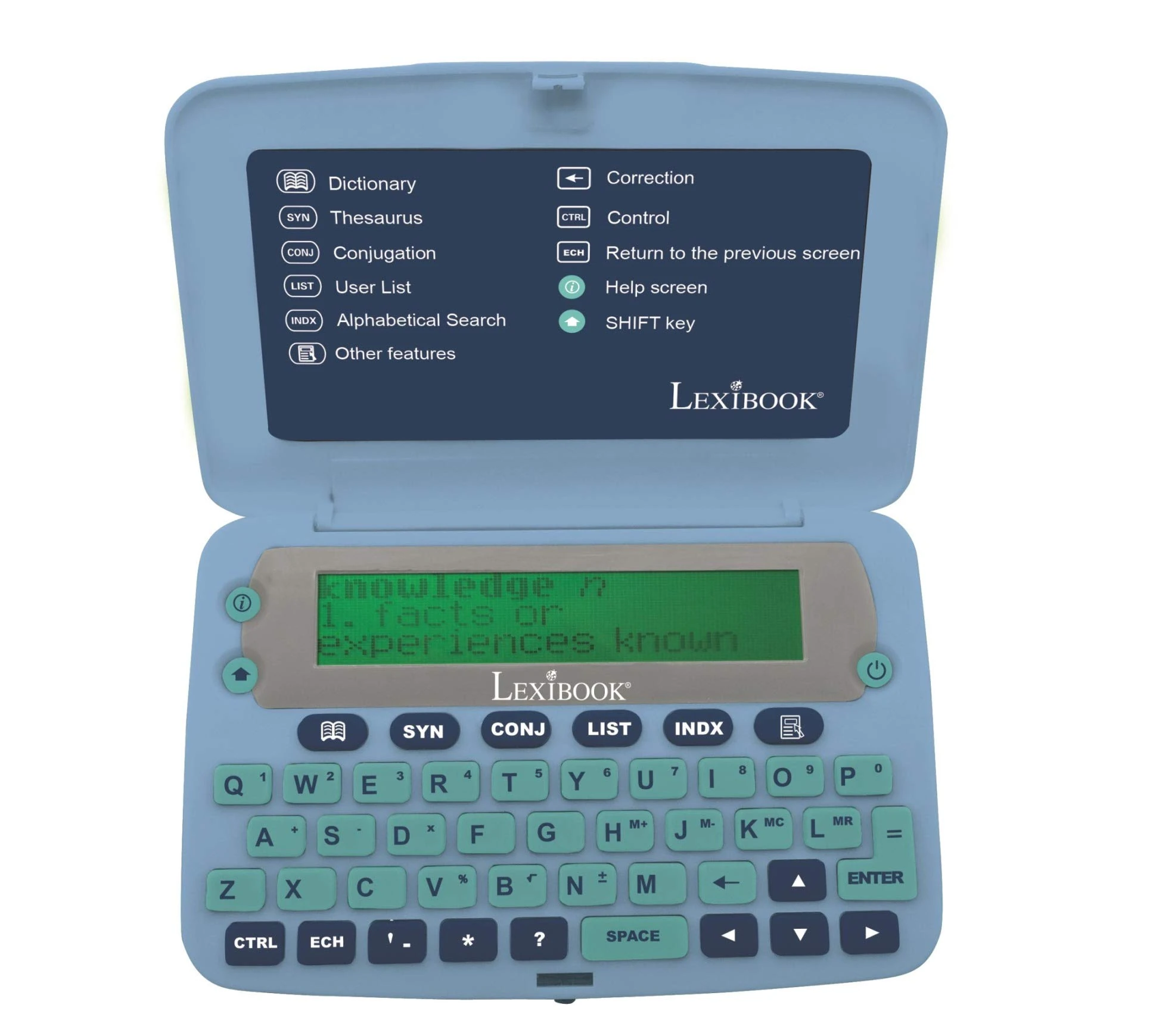 LEXIBOOK, The Collins English Dictionary, Definitions, Thesaurus, Grammar, Phonetic Spellchecker, with Battery, Blue/Grey, D650EN