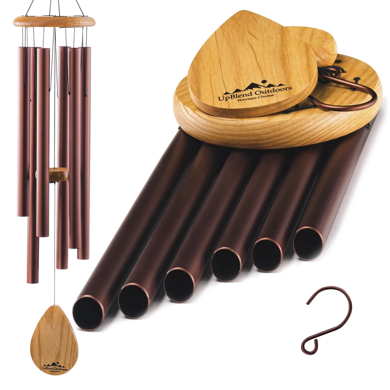 UpBlend Outdoors Large Wind Chime - The Classic Brown Havasu is 38” Total Length - Hand-Tuned and Beautiful as a Gift or for Your Patio, Garden, and Outdoor Home décor