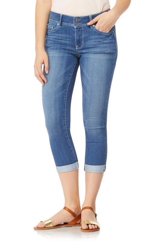 WallFlower Women's Juniors Plus-Size InstaSoft Ultra Fit Skinny Stretch Crop Jeans - Blue - 11