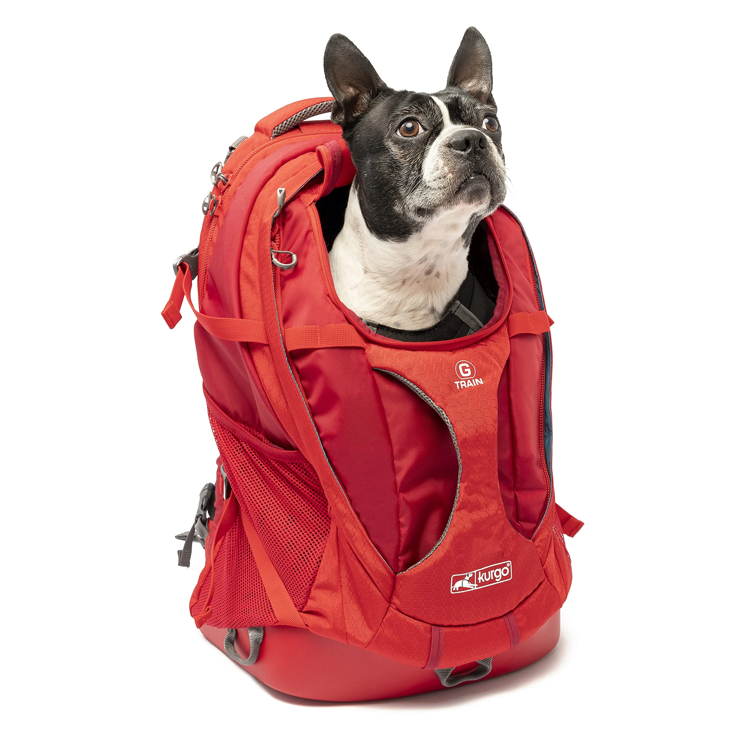 Kurgo G-Train Pack, Carrier Backpack for Small Dogs and Cats, Ideal for Hiking or Travel, Waterproof Bottom, Chili Red