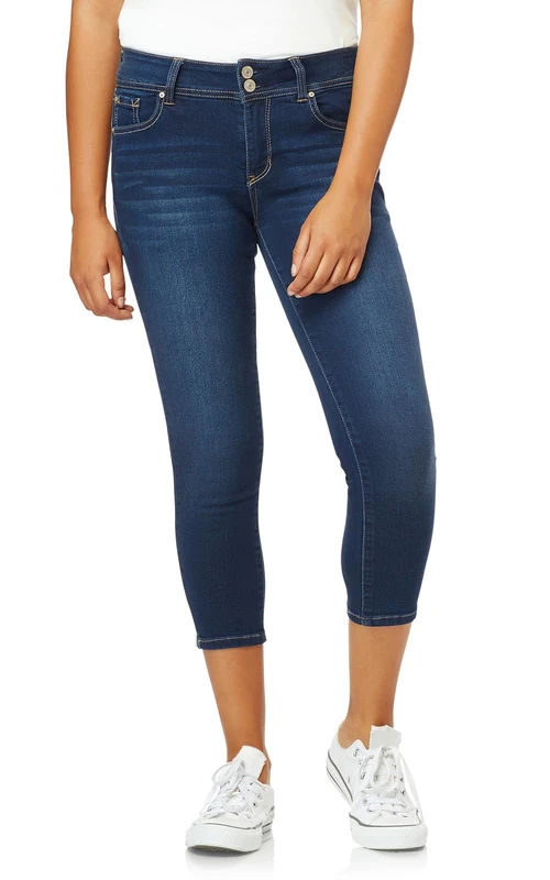 WallFlower Women's Juniors Plus-Size InstaSoft Ultra Fit Skinny Stretch Crop Jeans - Blue - 15