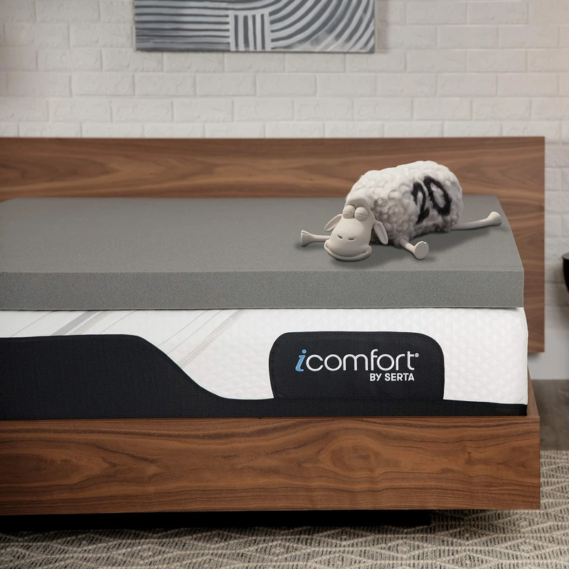 Serta Carbon Dream Memory Foam Mattress Topper, Queen, Grey