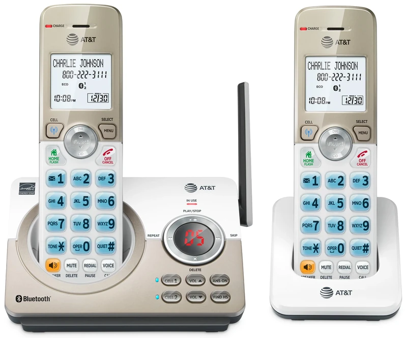 AT&T DL72219 Expandable Cordless Phone with Bluetooth Connect to Cell, Smart Call Blocker and Answering System