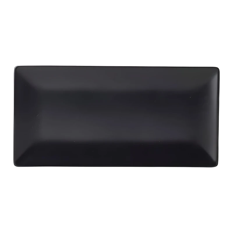 Genware Luna Black Stoneware Rectangular Plate 30 x 15cm - Pack of 6