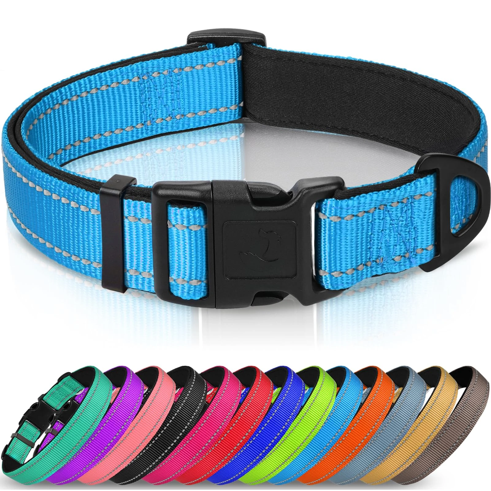 Joytale Reflective Dog Collar, Soft Neoprene Padded Breathable Nylon Pet Collar Adjustable for Extra Small and Puppy Dogs, XS, Skyblue