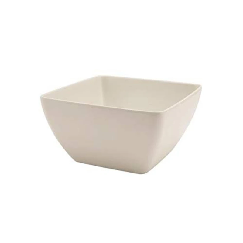 Genware White Melamine Curved Square Bowl 19cm - Pack of 6