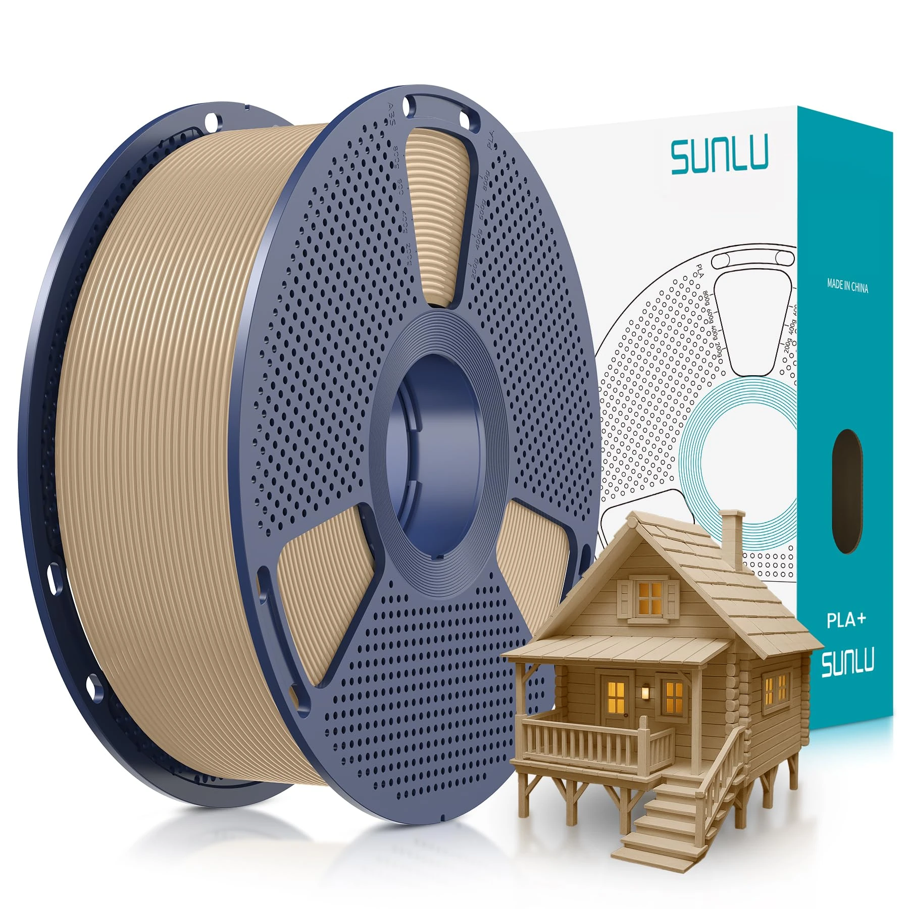 SUNLU PLA Plus 3D Printer Filament, 1.75mm PLA+ 3D Filament for FDM 3D Printer & 3D Pens, Neatly Wound Filament, Strong and Toughness, Dimensional Accuracy +/- 0.02 mm, 1KG Spool(2.2 LBS), Wood
