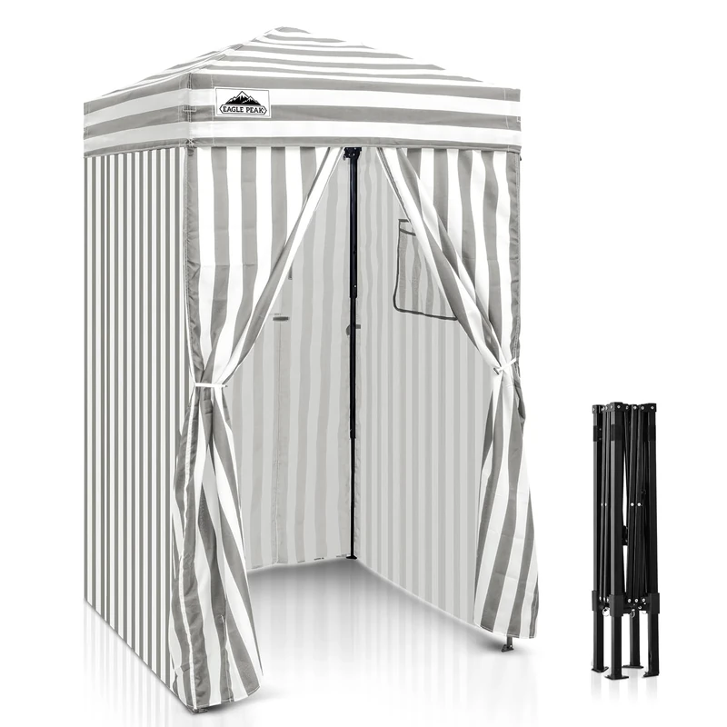 EAGLE PEAK Flex Ultra Compact 1.2m x 1.2m Pop-up Changing Room Canopy, Portable Privacy Cabana for Pool, Fashion Photoshoots, or Camping, Gray/White - Image 1