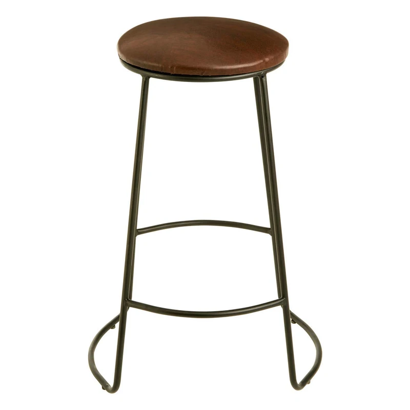 Premier Housewares Brixton Stool, Kitchen Bar Stools, Iron, w45 x d40 x h64cm - Black