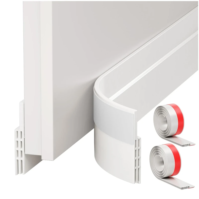 2 Pack Draft Excluder for Doors, Self Adhesive Door Draft Excluder Soundproof Weather Proof Draught Excluder for Doors 2" W x 39" L White