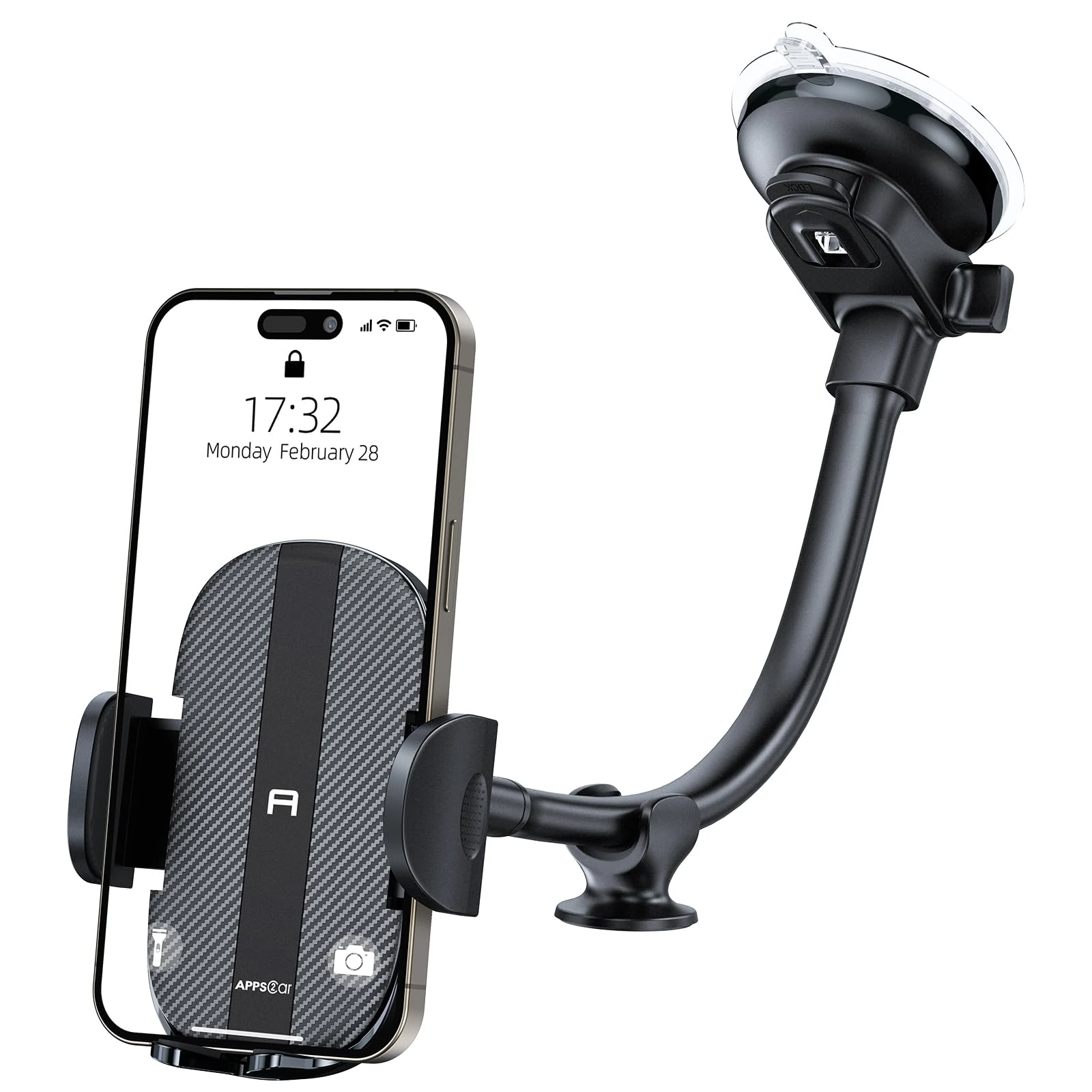 APPS2Car Car Phone Holder - Windshield Mount, Strong Suction, Compatible for 4.7-6.8" iPhone 14/13/12 Pro Max, Samsung S22+