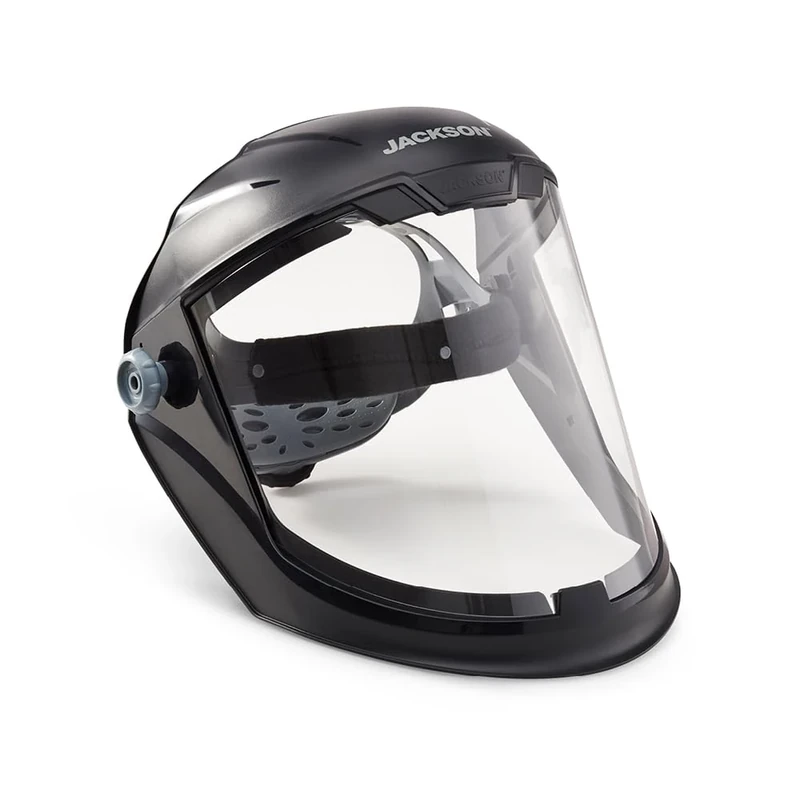 Jackson Safety 14201 Maxview Face shield/Face guard anti-fog coating, visor face protection and ratcheting headgear, Black