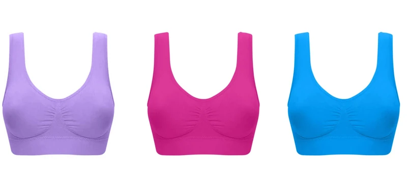 3 Pack Comfort Bra Padded Women Girls Crop Top with Pads Seamless Sleep Yoga Bralette Leisure Stretch Sports Vest Wide Straps (XXL, Bright Set)