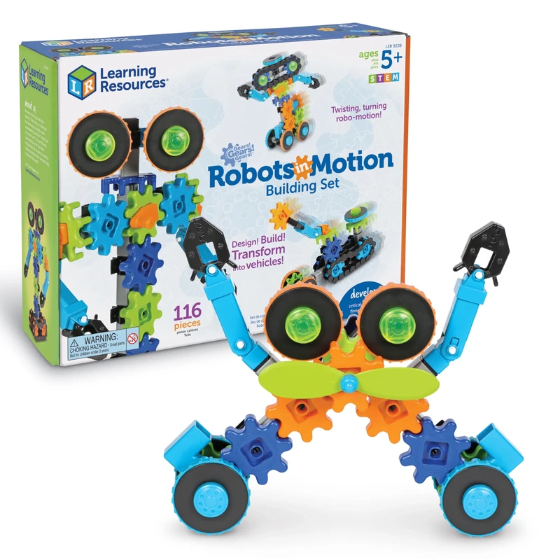 Learning Resources Gears! Gears! Gears! Robots in Motion, Ages 5+, STEM Robot Building Toy, 116-Piece Set, Moving Construction Kit