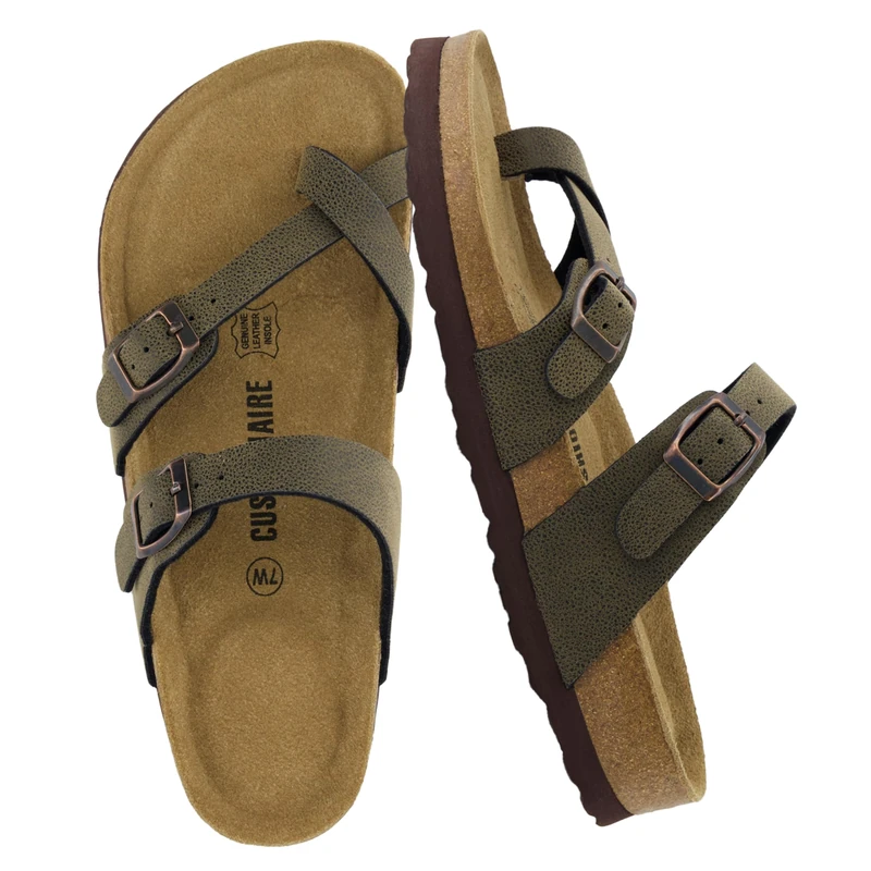 CUSHIONAIRE Women's Luna Cork Footbed Sandal with +Comfort, Brown Rugged 5 UK