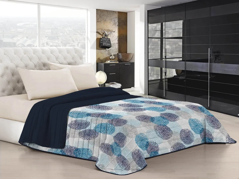 Italian Bed Linen “Fantasy” summer quilt, Soffioni Blu, 260x270 cm