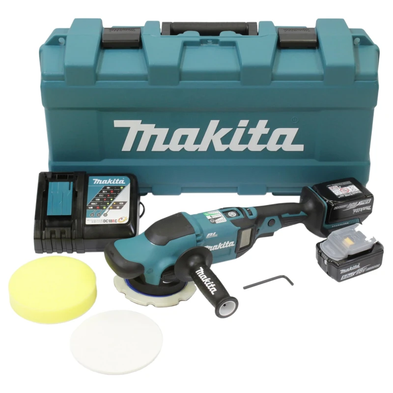 Makita DPO600TKX1 Eccentric Polisher, 1 Battery Plus Charger in Carry Case, Blue, 18 V/5.0 Ah
