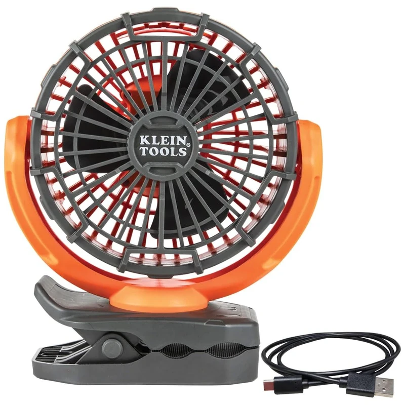 Battery Operated Rechargeable Fan with USB-C Charging Cord and Multiple Mounting Options Perfect for The Jobsite