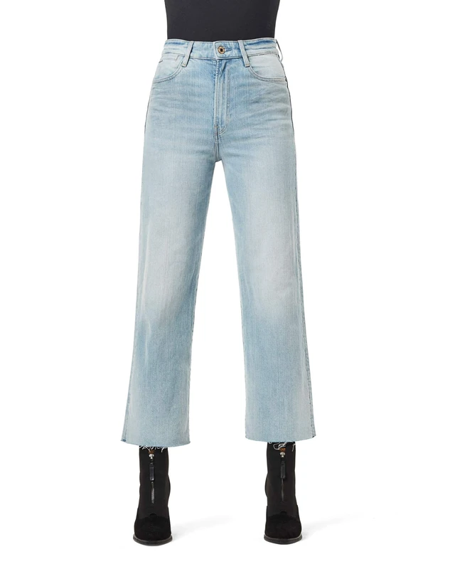 G-Star Women's Tedie Ultra High Straight Ripped Edge Ankle Jeans, Blue (vintage glacial blue D17177-C529-C004), 33W / 34L