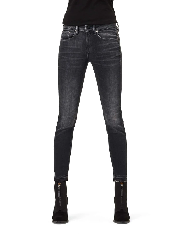 G-Star Women's 3301 Mid Skinny Ankle Jeans, Black (worn in corby black D15943-A634-C005), 26W / 32L