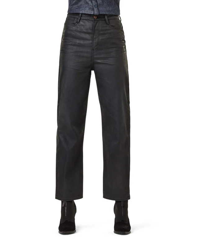 G-Star Women's Tedie Ultra High Straight Ankle Jeans, Black (waxed black cobler D18855-C526-A946), 28W / 32L