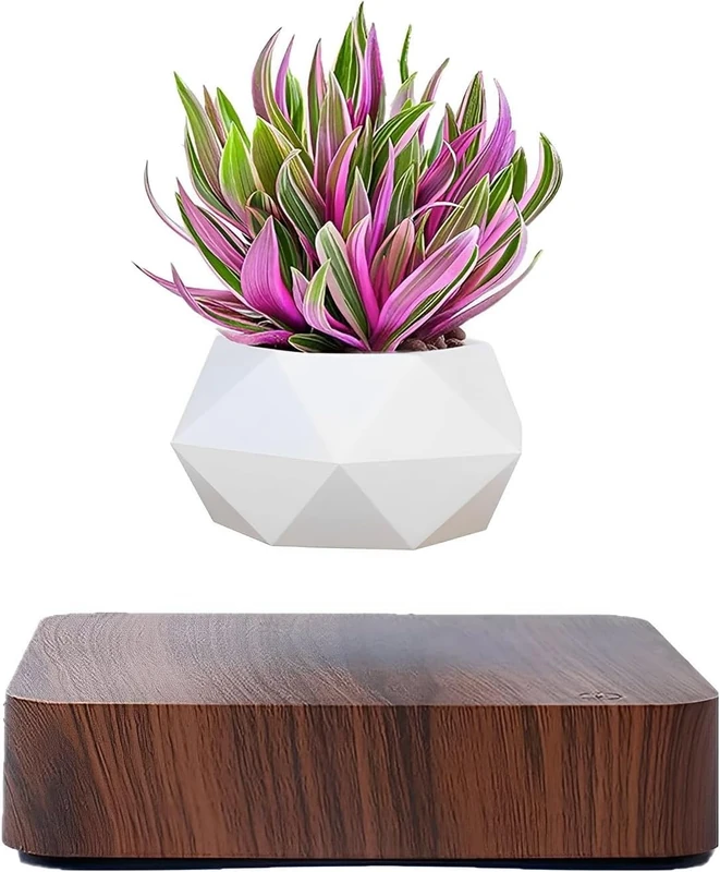 Babook Levitating Air Bonsai Pot, Rotation Flower Pot Planters, Magnetic Levitation Suspension Floating Pot, Potted Plant Home Desk Decor in Flower Pots & Planters from Home & Garden on (Dark Color) - Image 1