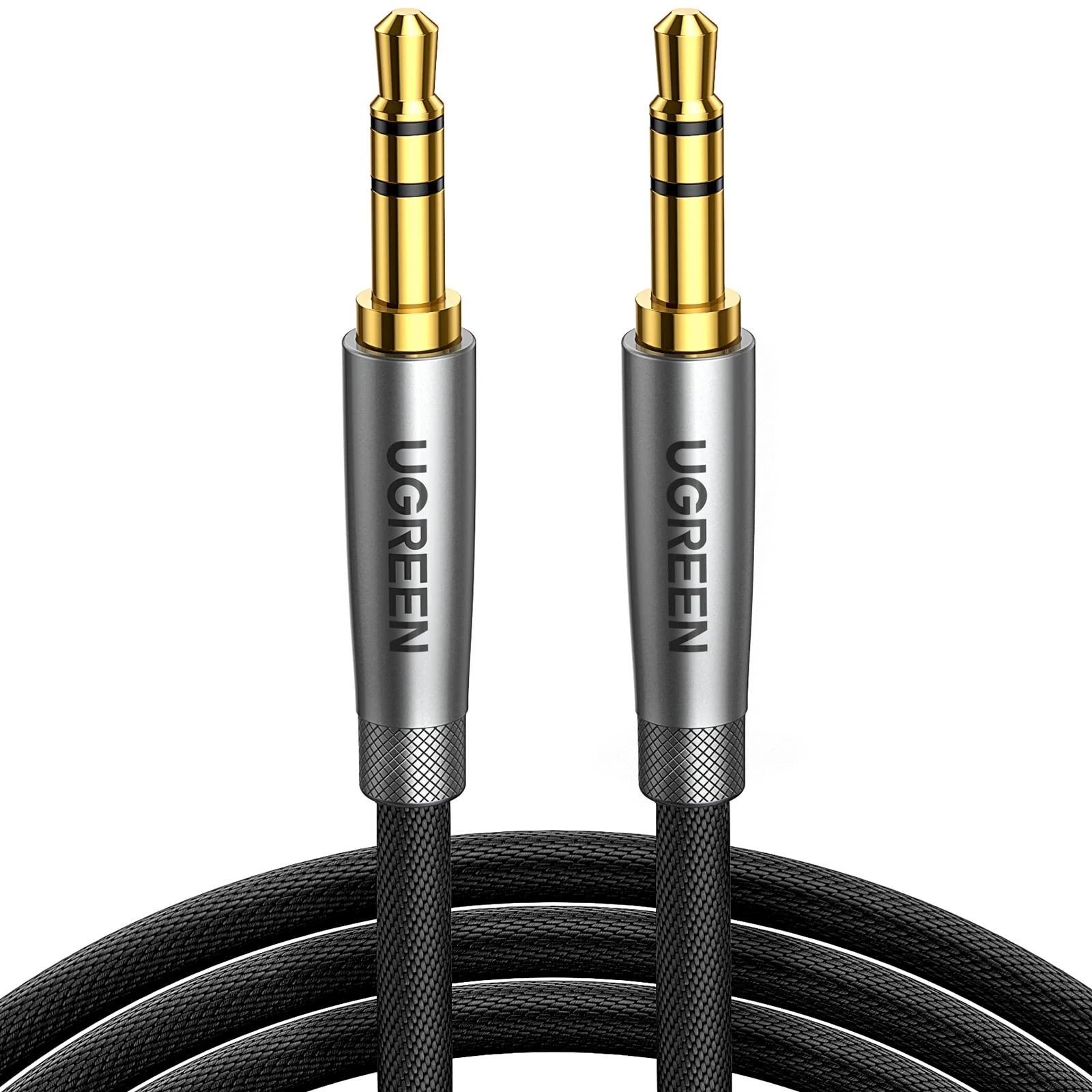 UGREEN Aux Cable 1.6FT Braided Stereo 3.5mm Audio Cable Headphone Mini Jack Male to Male Auxiliary TRS Lead Compatible with iPhone Galaxy iPad iPod Car Speaker MP3 Player Home Stereo PC Laptop (0.5M)