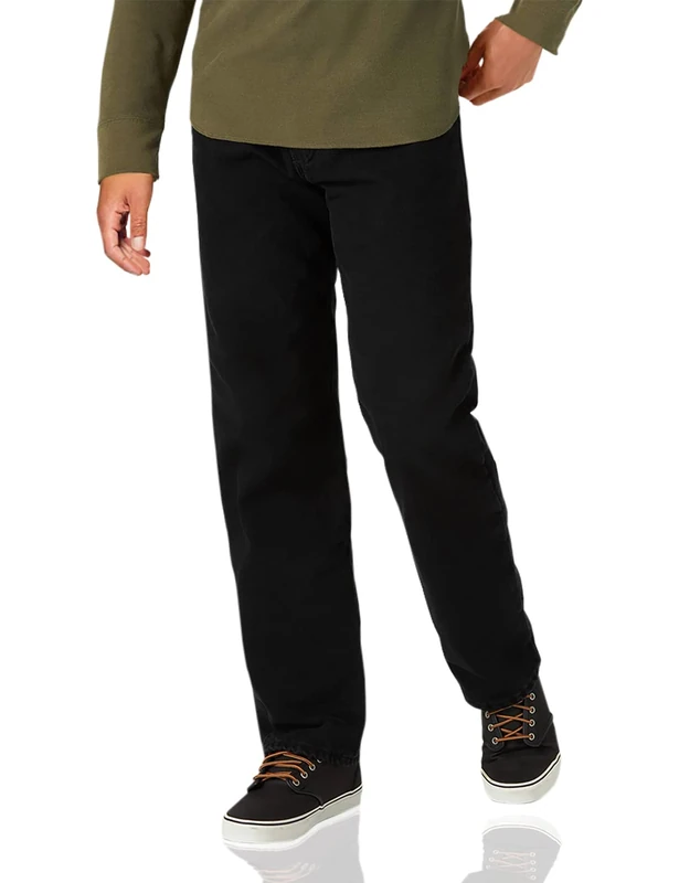 Wrangler Authentics Men's Fleece Lined Five Pocket Jean, Black, 38W x 30L
