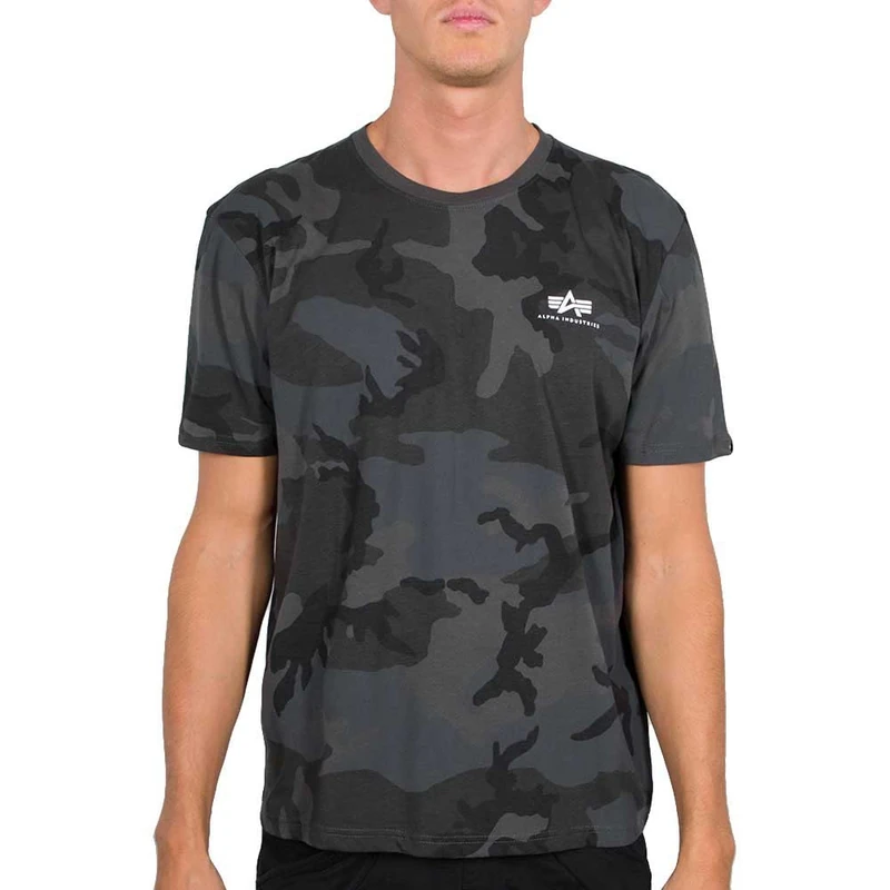 Alpha Industries Basic T Small Logo Camo T-Shirt for Men Black Camo