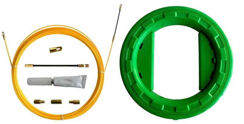 SNAKE cable pulling fishtape in fiberglass Ø3 mm, 30 meters. With repair set AND reel - Image 1