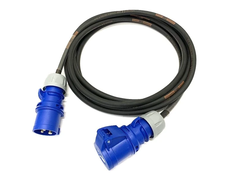 16 Amp 3 Pin 240V IP44 Extension Lead - PCE Blue - 2.5mm² Heavy Duty H07RN-F Rubber Cable - 16A HO7 (20 Metre)
