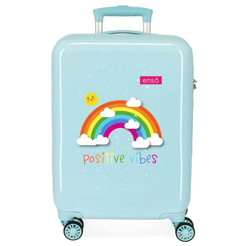 Enso Arcoiris Positive Vives Blue Cabin Suitcase 38 x 55 x 20 cm Rigid ABS Combination Lock 35 Litre 2.3 kg 4 Wheels Hand Luggage