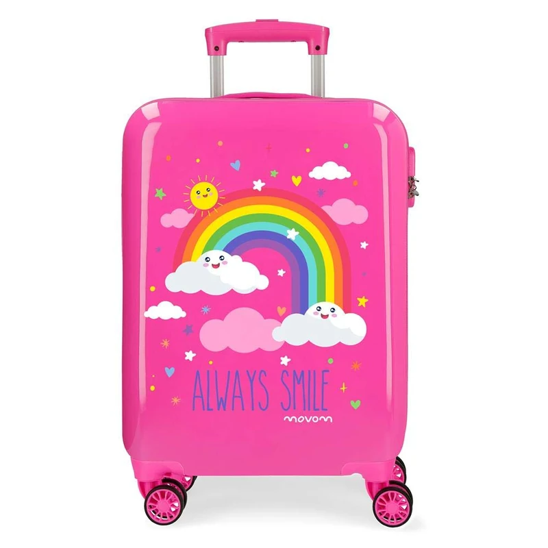 Enso Arcoiris Always Smile Pink Cabin Suitcase 38 x 55 x 20 cm Rigid ABS Combination Lock 35 Litre 2.3 kg 4 Wheels Hand Luggage