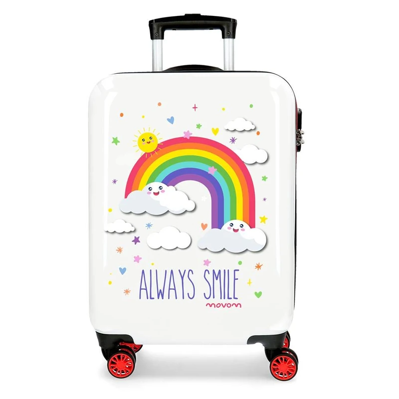 Enso Arcoiris Always Smile White Cabin Suitcase 38 x 55 x 20 cm Rigid ABS Combination Lock 35 Litre 2.3 kg 4 Wheels Hand Luggage