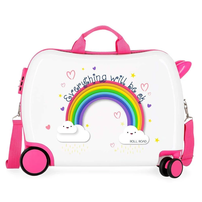Roll Road Arcoiris Everything Ok Pink Kids Rolling Suitcase 50x39x20 cm Rigid ABS Combination lock 38 Litre 2.1 Kg 4 Wheels Hand Luggage