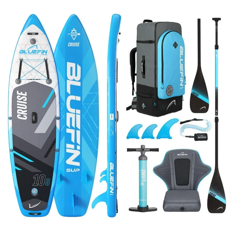 Bluefin Cruise 10'8 SUP | Adult paddle board with kayak seat| Bluefin Cruise SUP| Portable & Travel Safe | Paddleboard Package| Kayak Convertible | Paddle Board Accessories included