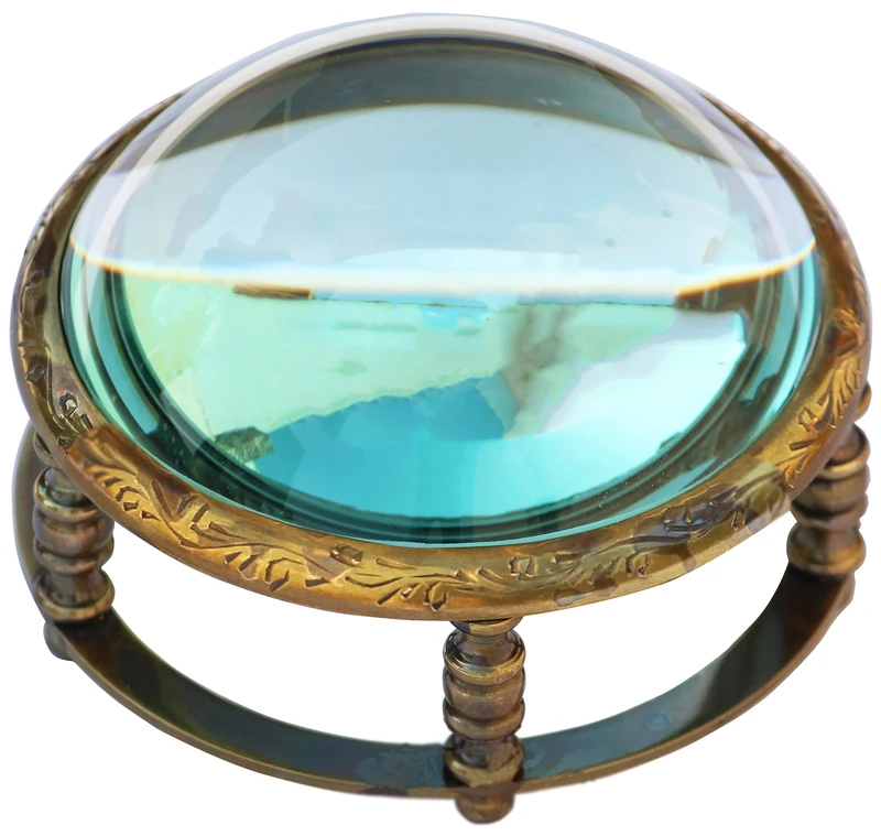 MAI Antique Desk Magnifying Glass Desktop Vintage Style Engraved Magnifier Reading Magnifying Glass for Reading Book Traditional Brass Magnifying Glass by