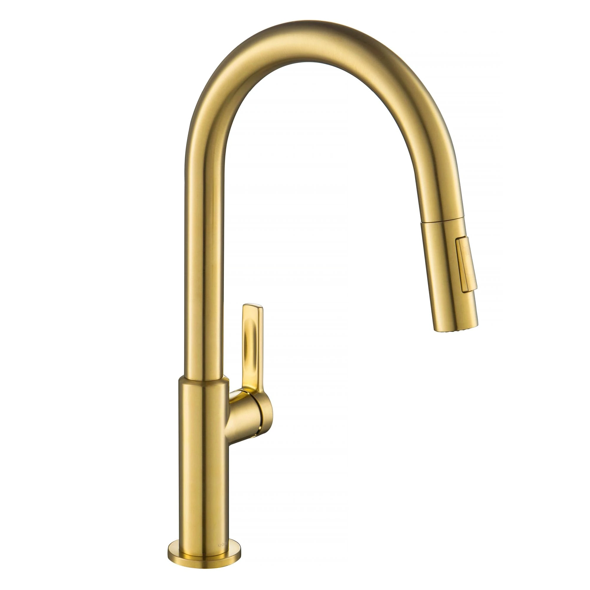 KRAUS Oletto High-Arc Single Handle Pull-Down Kitchen Sink Faucets in Brushed Brass, Kitchen Faucets with Pull Down Sprayer, KPF-2820BB