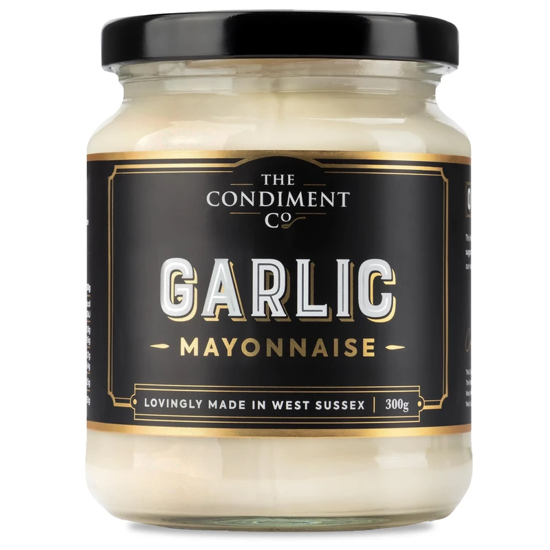 The Condiment Company Garlic Mayonnaise (300g Jar), Rich & Creamy Garlic Mayo Aioli, Perfect for Dips, Spread for Sandwiches, Burger Sauce or a Salad Dressing