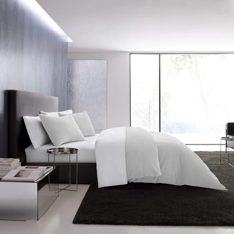 Vera Wang Luxury Cotton Bedding, Includes Matching Shams, Moonlight Grey, Queen