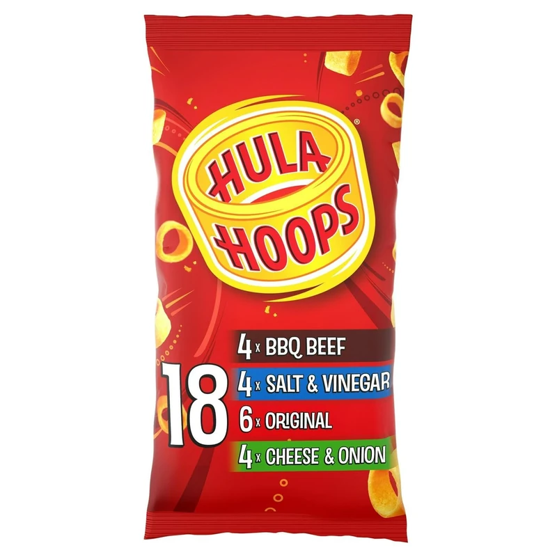 Hula Hoops VARIETY MULTIPACK Crisps 18x24g Packs, Case of 12 - Deliciously crunchy - No Artificial Colours or Flavours, Suitable for Vegetarians