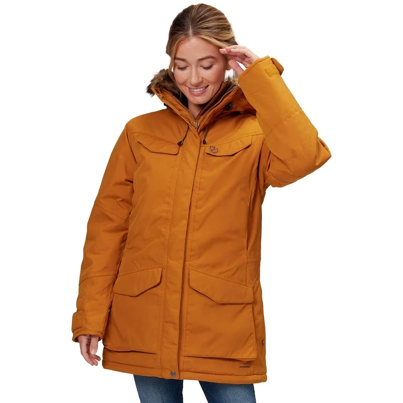 Fjallraven Women's Nuuk Parka W Sport Jacket, Brown, XS UK