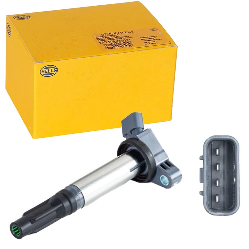 HELLA 5DA 358 057-451 Ignition Coil - 4-pin connector - Flush-Fitting Pencil Ignition Coils - Bolted