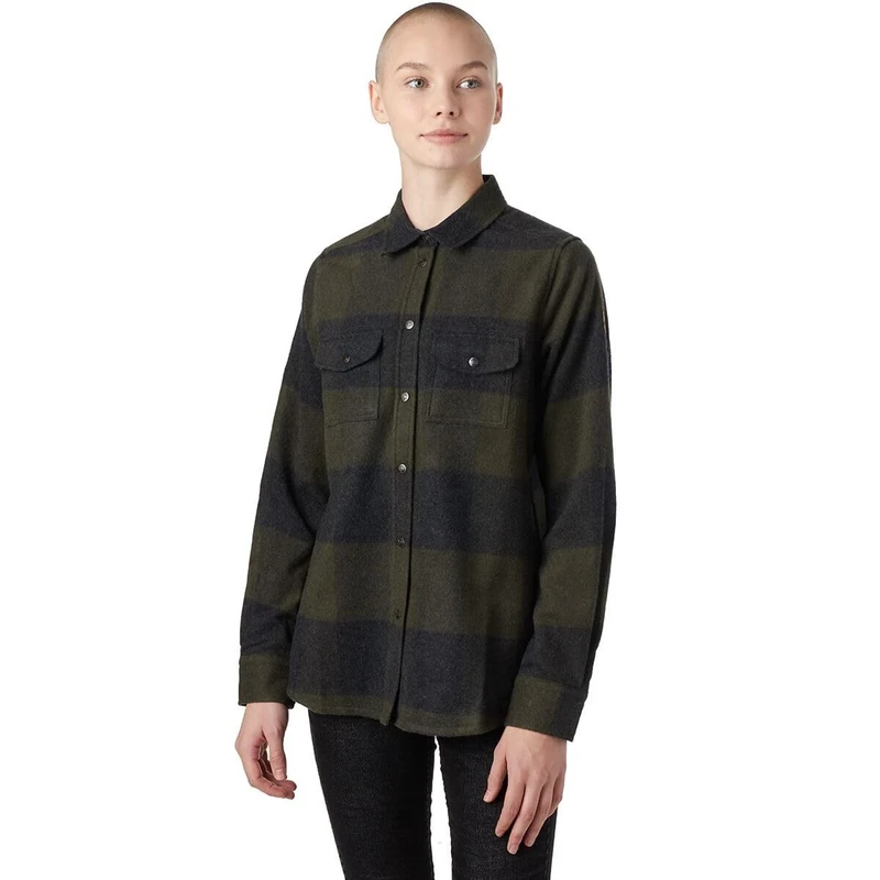 Fjallraven Canada Shirt W Long Sleeved T-shirt - Deep Forest-Dark Grey, XXS