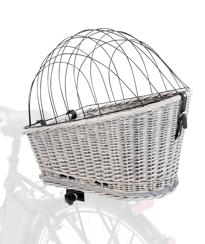 TRIXIE Bicycle Basket With Lattice for Rack, Willow/Metal, 35 x 49 x 55 cm, Grey, 2.259 kg