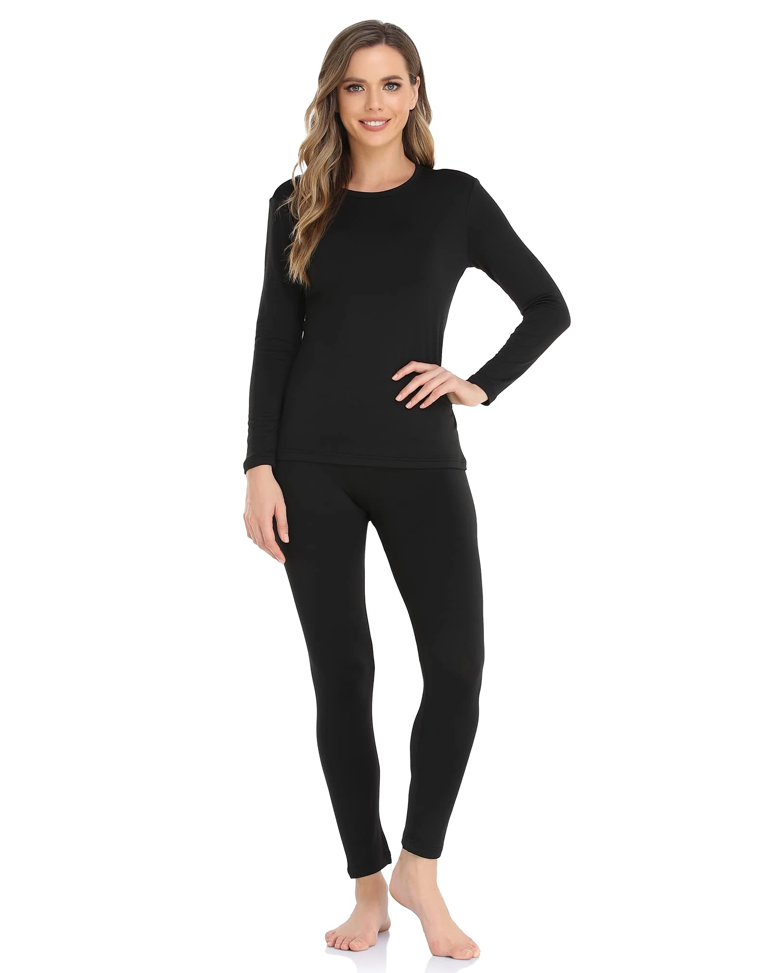 WEERTI Women's Modern/Fitted Base Layer, Black, S