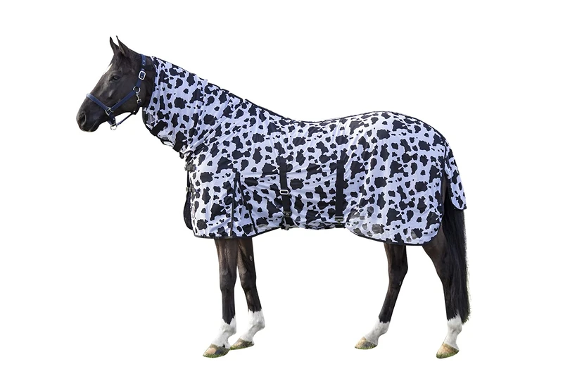 HKM Grey Fly rug with neck Black/White 6'0 - Image 1