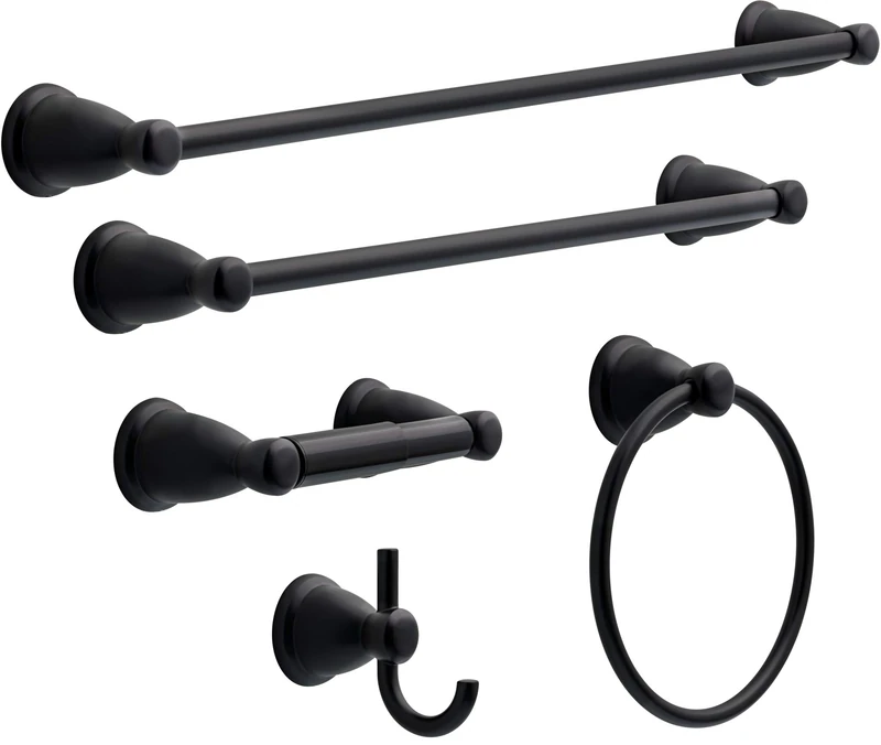 Franklin Brass KIN5PC-MB Kinla Bath Accessory Set, Matte Black