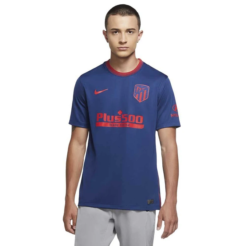 Nike ATM M Nk BRT Stad JSY Ss AW T-Shirt - Coastal Blue/(Sport Red) (Full Sponsor), Small